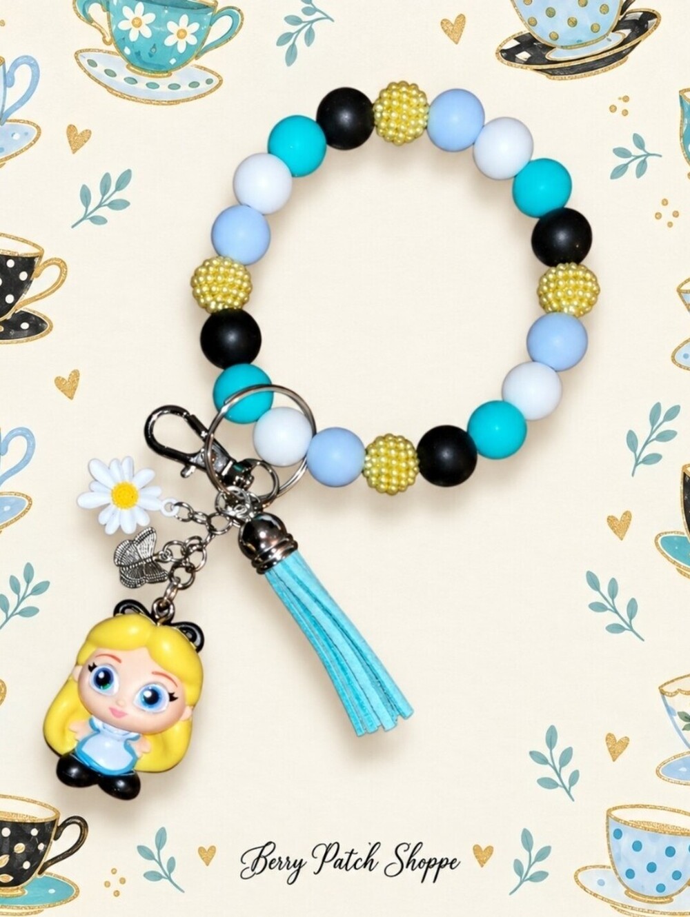 Disney's Doorables Alice in Wonderland Purse Tote Charm Keychain Bracelet
